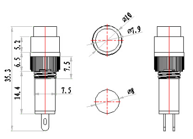 8mm 5/16″ 24v red led automation equipment indicator light