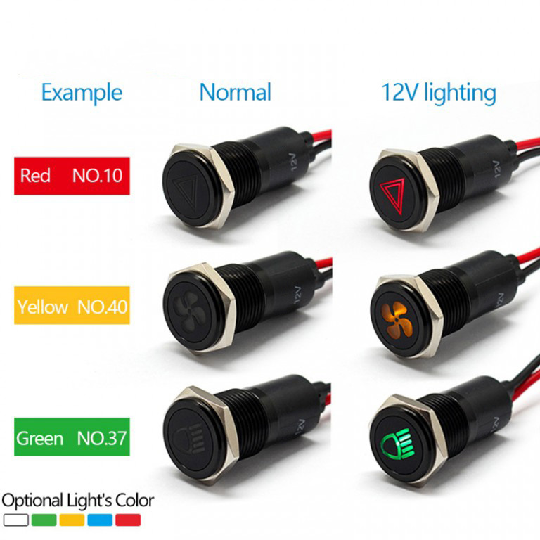 SagaSave 12V LED Auto Warning Light Indicator Metal Car Warning Indicator  Lamps Waterproof IP67 
