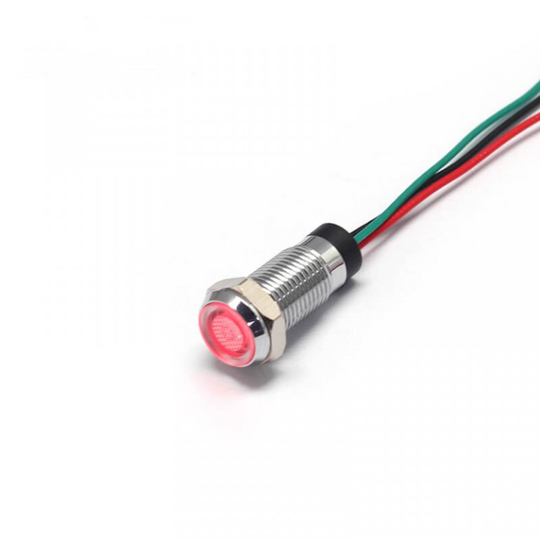  12V 8mm common anode two color red green metal indicator light