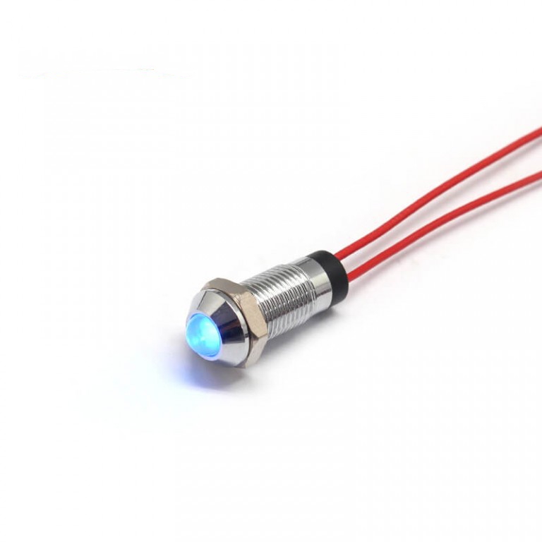  12V 8mm IP67 RED LED metaL signal indicator light for bike