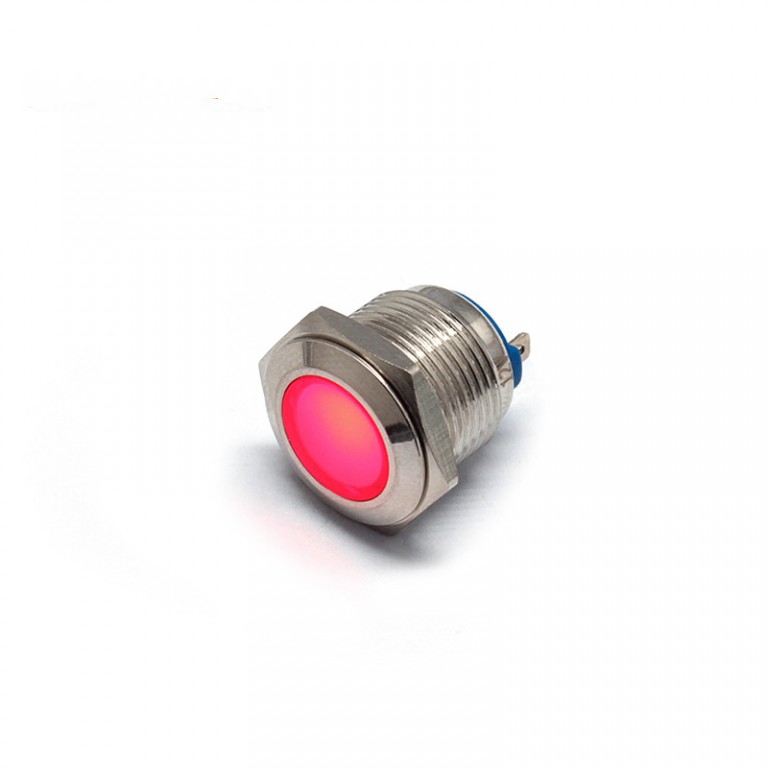 Durable 12V 19mm Stainless Steel Car Red Indicator LED Screw Terminal Switch 