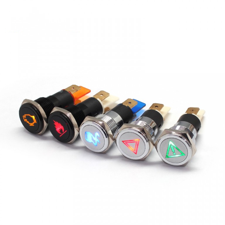 5pcs 12V LED Indicator Pilot Signal Light Lamp 16mm RED,Green,Yellow,White,Blue