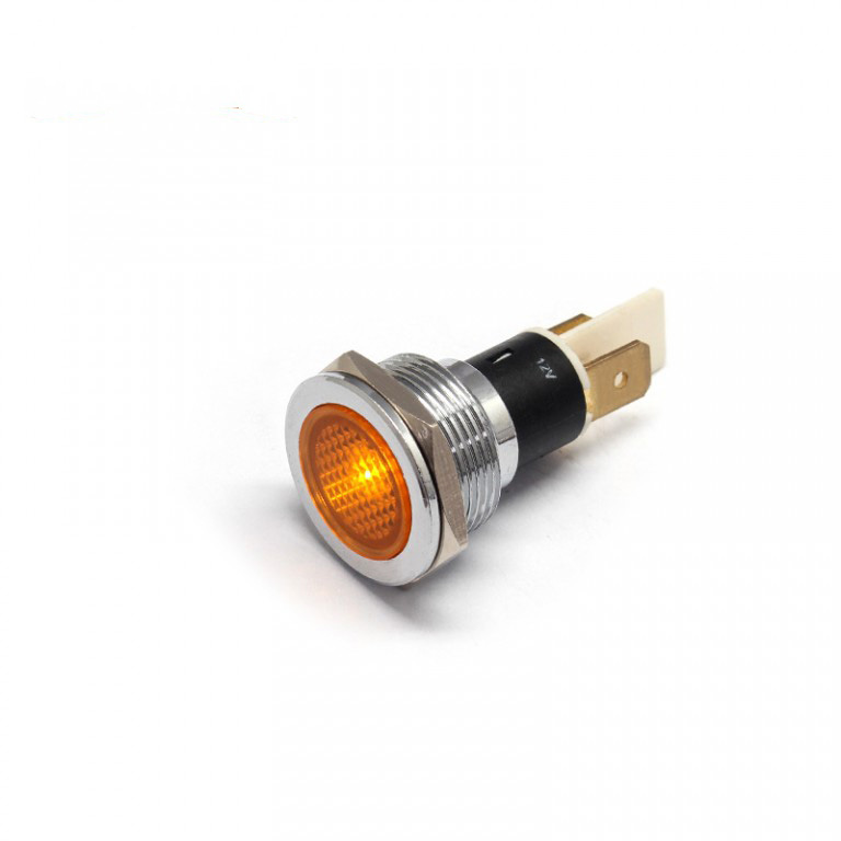  19mm FLAT LED 24v metal indicator light with reflector