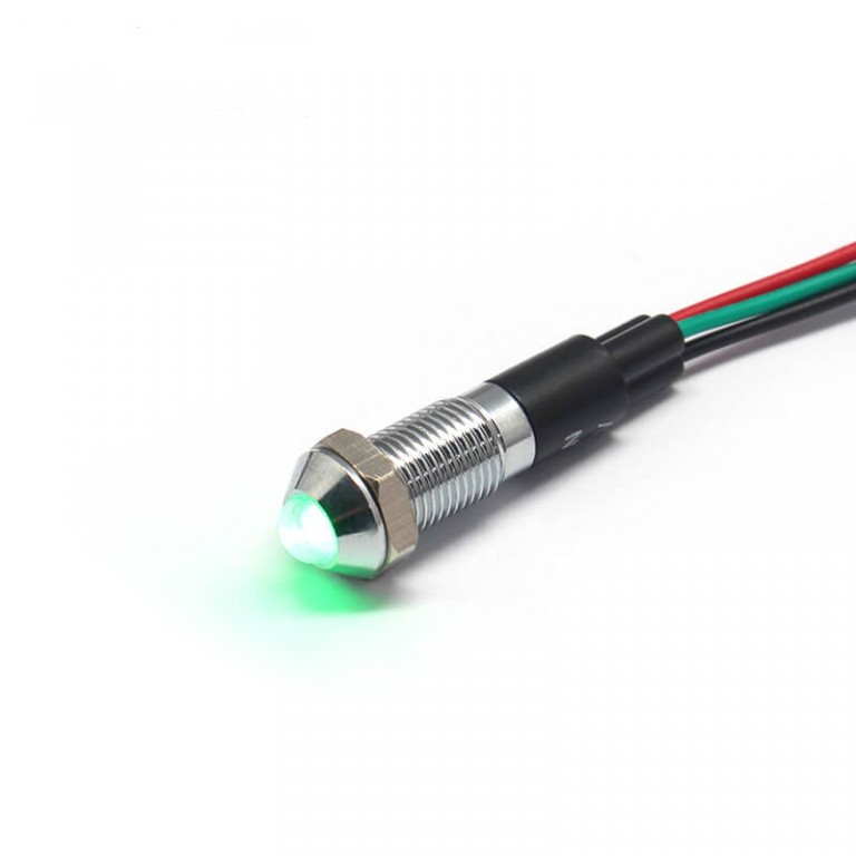  8mm metal red green two-tone common cathode indicator light